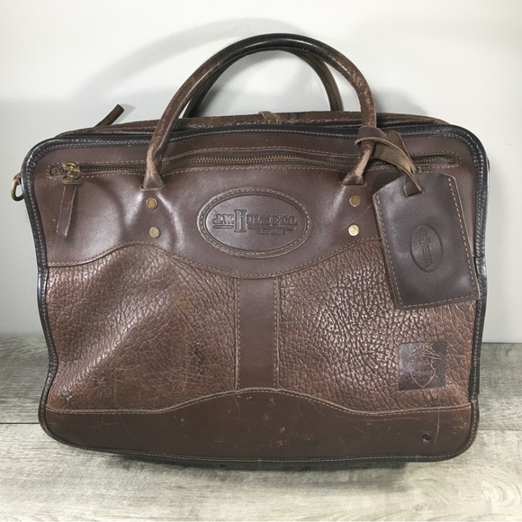 J W Hulme Original Heavy Leather Briefcase Messenger Overnight American Made
